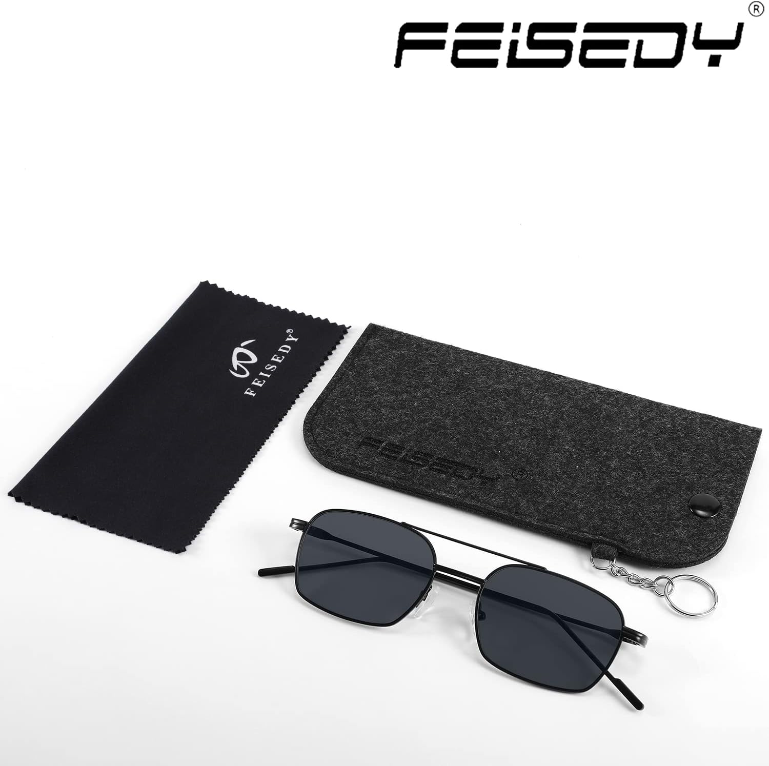 商品图片 53 | B09GKB6G1G | FEISEDY Fashion Square Aviator Sunglasses Women Men Trendy Retro Metal Frame Sun Glasses Candy Color Lens B1036