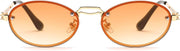 002gold/Gradual Tea / 55 Millimeters | B0DGPQ2BTK | FEISEDY Retro Oval Sunglasses for Women Men Trendy Sun Glasses Classic Metal Shades UV400 Protection B0245