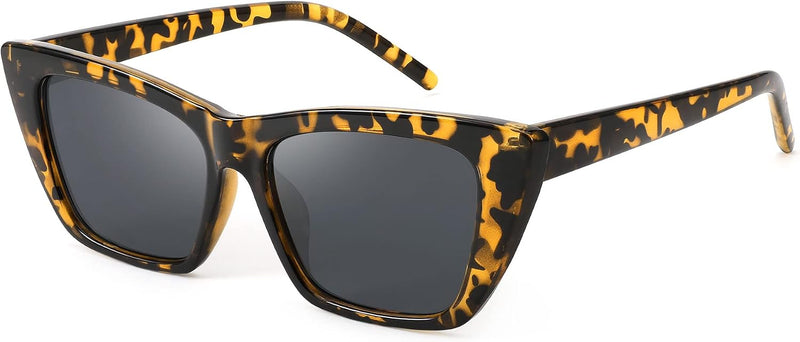 Yellow Leopard / 60 Millimeters | B0B3RFGD8R | FEISEDY Square Cat Eye Sunglasses Vintage Cateye Frame UV400 Protection Sunglasses B2719