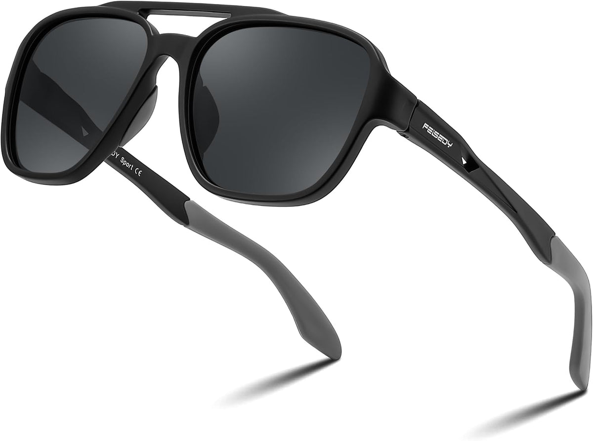 Black Framed and Dark Grey Lens / 56 Millimeters | B0DSVK72VC | FEISEDY Retro Aviator Polarized Sunglasses Women Men Outdoors B0260