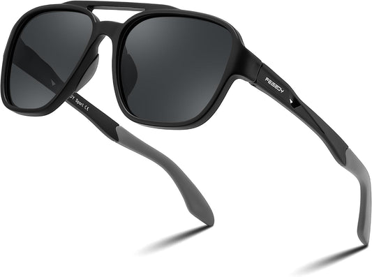 Black Framed and Dark Grey Lens / 56 Millimeters | B0DSVK72VC | FEISEDY Retro Aviator Polarized Sunglasses Women Men Outdoors B0260