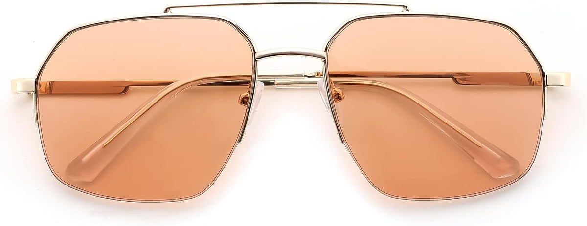Light Champagne / 58 Millimeters | B0GL1TJPGX | FEISEDY Retro Aviator Sunglasses Men Women Trendy Semi-Rimless B0383