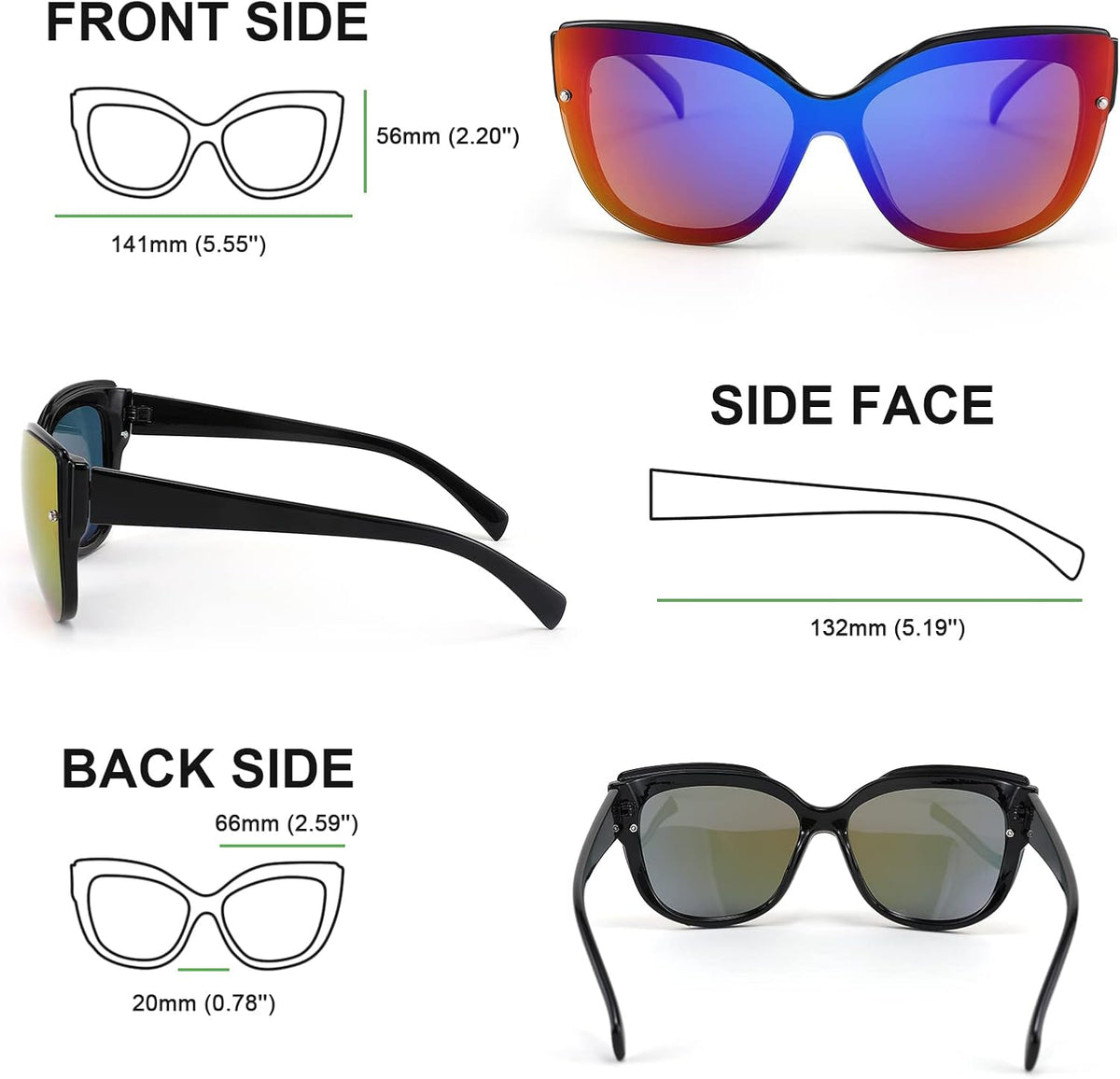 ÉÌƷͼƬ 37 | B09LTWN7GK | FEISEDY Cat Eye Sunglasses Polarized for Women Men£¬Rimless Mirrored Sunglasses, Oversized, Trendy Retro Sun Glasses B2796