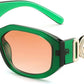 011green Frame/Reddish Brown Gradient Lens / 54 Millimeters | B0DKND259R | FEISEDY Retro Trendy Rectangle Sunglasses Women Men Narrow Shades B2322