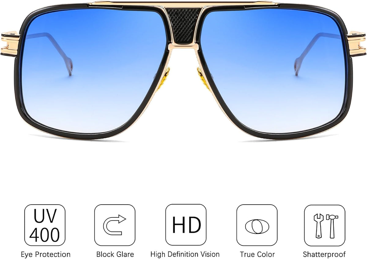ÉÌƷͼƬ 21 | B0FLQ31HK3 | FEISEDY Sunglasses Mens Oversized Retro Metal Steampunk Shades Sunnies Fishing Driving B0272