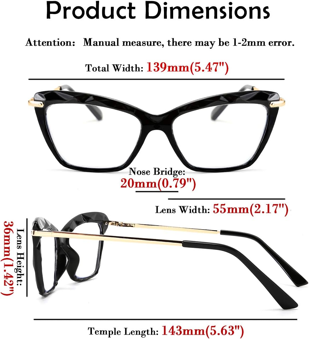 ÉÌƷͼƬ 33 | B088WVS65H | FEISEDY Crystal Cat Eye Reading Glasses Blue Light Blocking Reader Anti Eyestrain Glasses B2596 Champagne 1.75x
