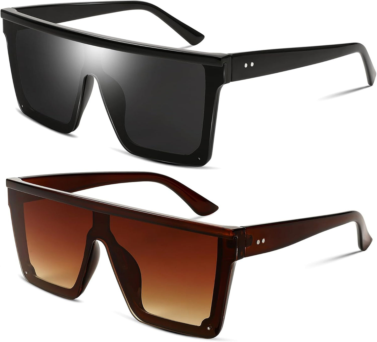 Z2pack (Black+red Brown) / 60 Millimeters | B0F3X3HP1F | FEISEDY Oversized Sunglasses Mens Womens Flat Top Square Trendy Visor Shades UV400 B2470