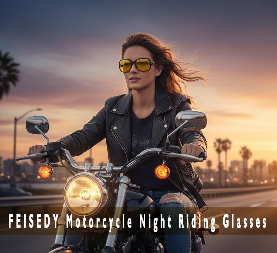 商品图片 38 | B081YY5RM3 | FEISEDY Classic Womens Night Glasses Driving Anti Glare Wrap Around Yellow Sunglasses B2548