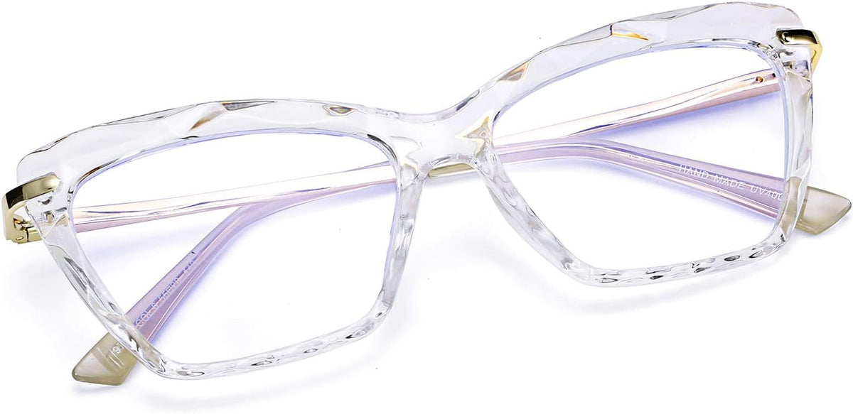 Clear Crystal / 55 Millimeters | B07SBMFKPD | FEISEDY Crystal Cat Eye Glasses Frame Blue Light Blocking Computer Eyewear B2500
