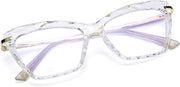 Clear Crystal / 55 Millimeters | B07SBMFKPD | FEISEDY Crystal Cat Eye Glasses Frame Blue Light Blocking Computer Eyewear B2500