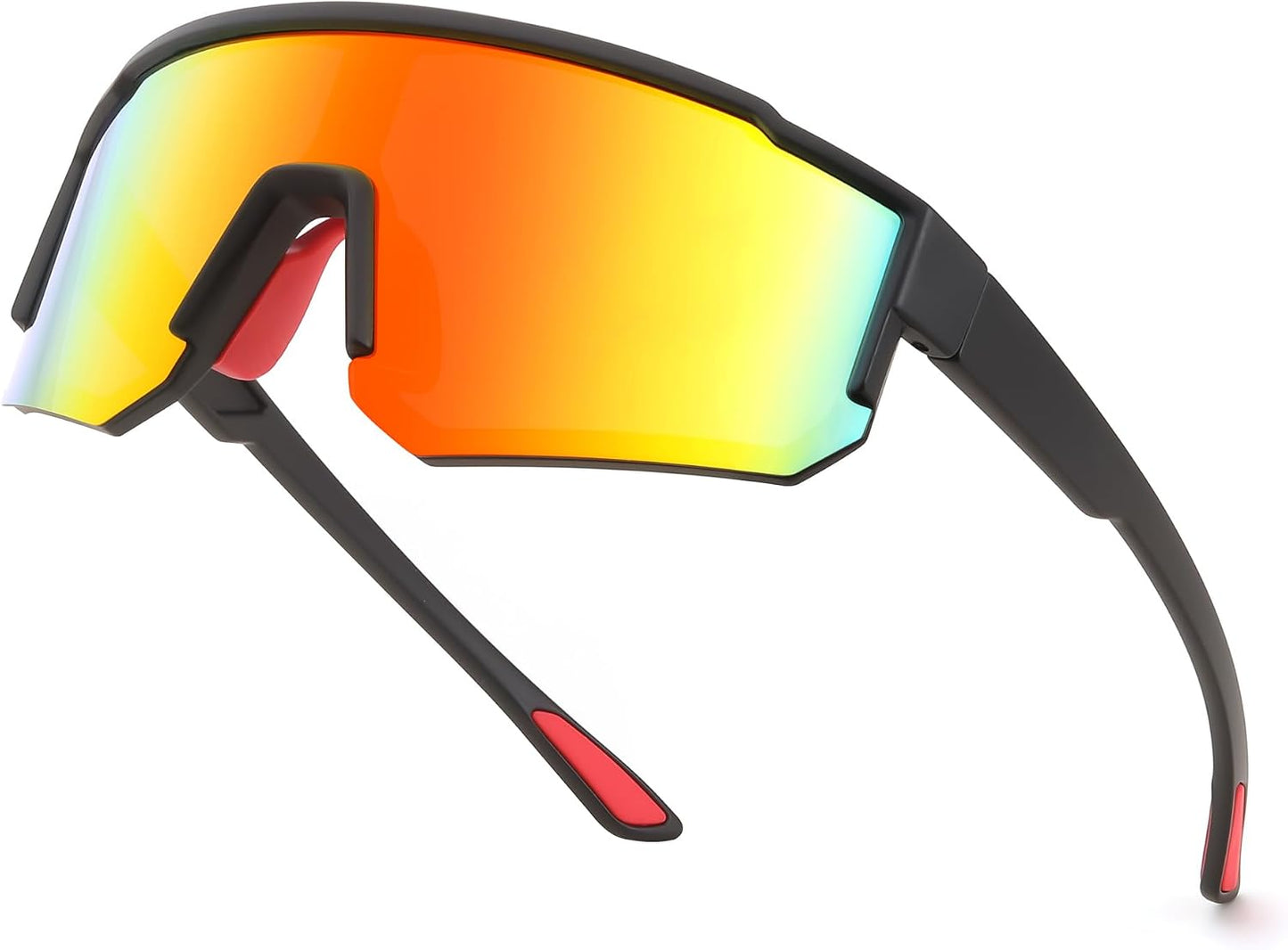Black Frame Red Mirrored Lens / Medium | B0D95SN448 | FEISEDY Kids Sunglasses Youth Baseball Polarized Sunglasses Sports Lightweight TR90 Frame Boys Girls Cycling B0213