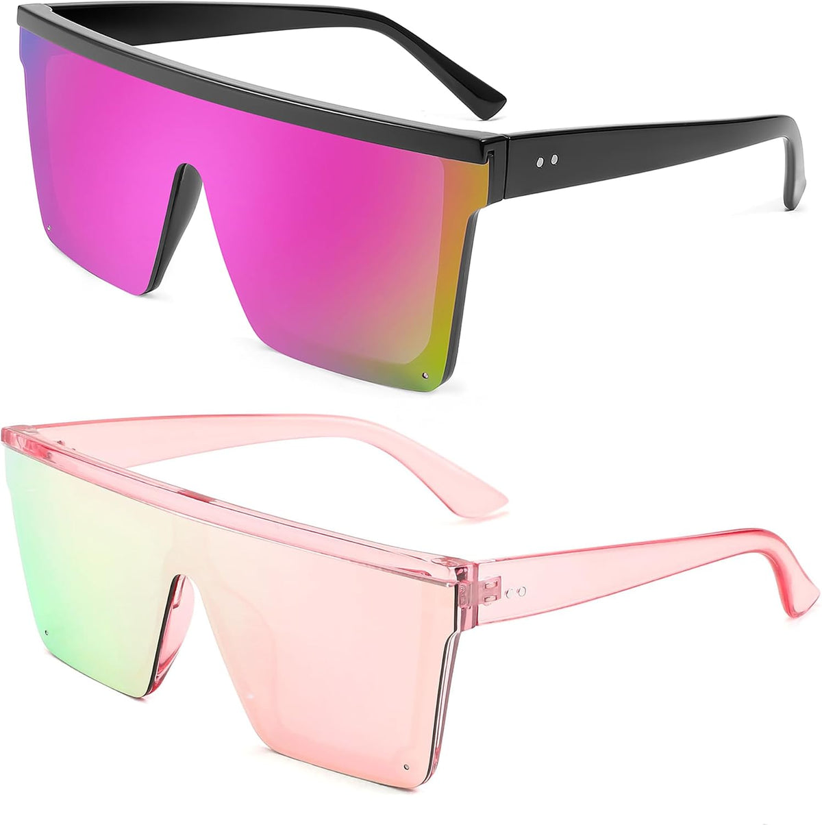 Z2pack (Purple Mirrored Lenses+pink Mirrored) / 60 Millimeters | B0FKB92TB7 | FEISEDY Oversized Sunglasses Mens Womens Flat Top Square Trendy Visor Shades UV400 B2470