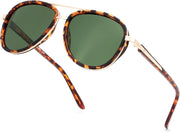 Brown Tortoise/Green / 55 Millimeters | B0FPPH2HPM | FEISEDY Retro Polarized Aviator Sunglasses for Women Men B0259
