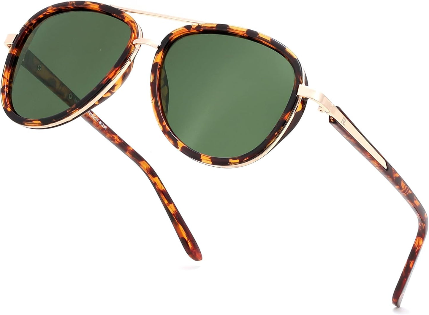 Brown Tortoise/Green / 55 Millimeters | B0FPPH2HPM | FEISEDY Retro Polarized Aviator Sunglasses for Women Men B0259