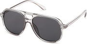 Transparent Grey & Grey / 56 Millimeters | B0H1WFWCP2 | FEISEDY Retro Square Aviator Sunglasses Women Men Double Bridge B0443