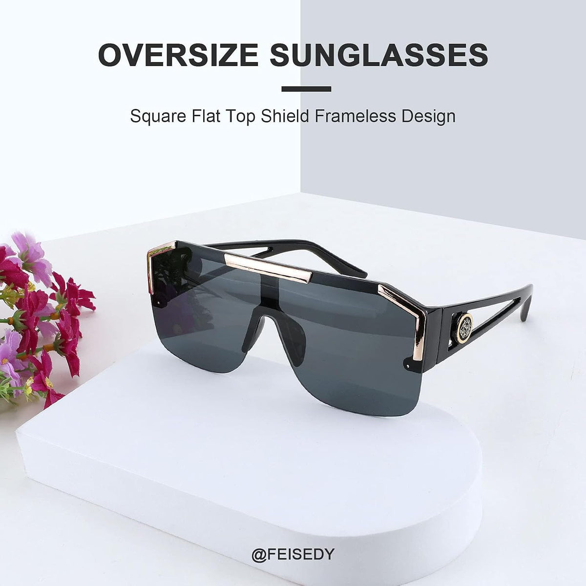 ÉÌƷͼƬ 38 | B09L4V27YS | FEISEDY Square Oversized Sunglasses for Men Women Flat Top B2765