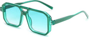 006 Green Frame/Green Lens / 53 Millimeters | B0D3T7G16J | FEISEDY Retro Aviator Square Sunglasses for Women Men UV400 B2939