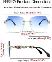 ÉÌƷͼƬ 21 | B083VRLS2Q | FEISEDY Classic Rimless Sunglasses Women Metal Frame Diamond Cutting Lens Sun Glasses B2567
