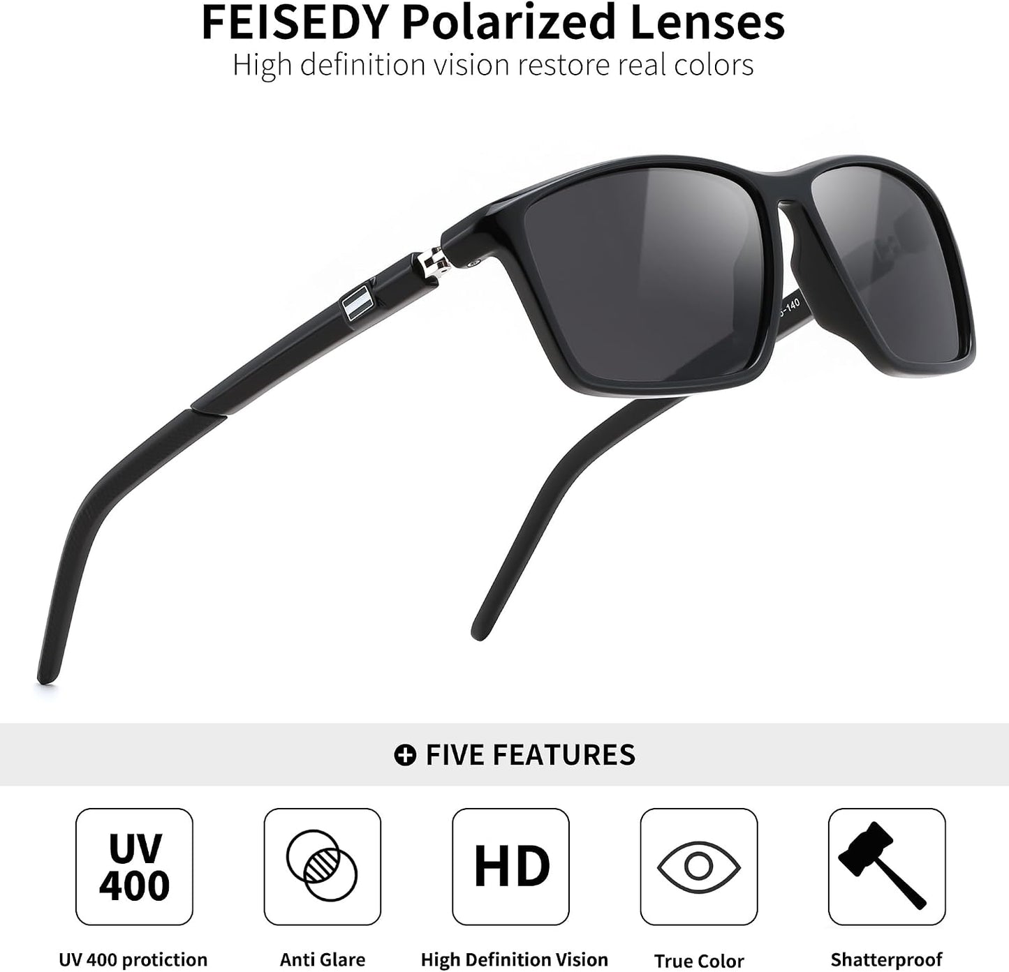 商品图片 3 | B0FG2HCVQL | FEISEDY Rectangle Sunglasses Women Men Trendy Classic Sunglasses Fashion Retro Vintage Square Frame Polarized UV400 B0288