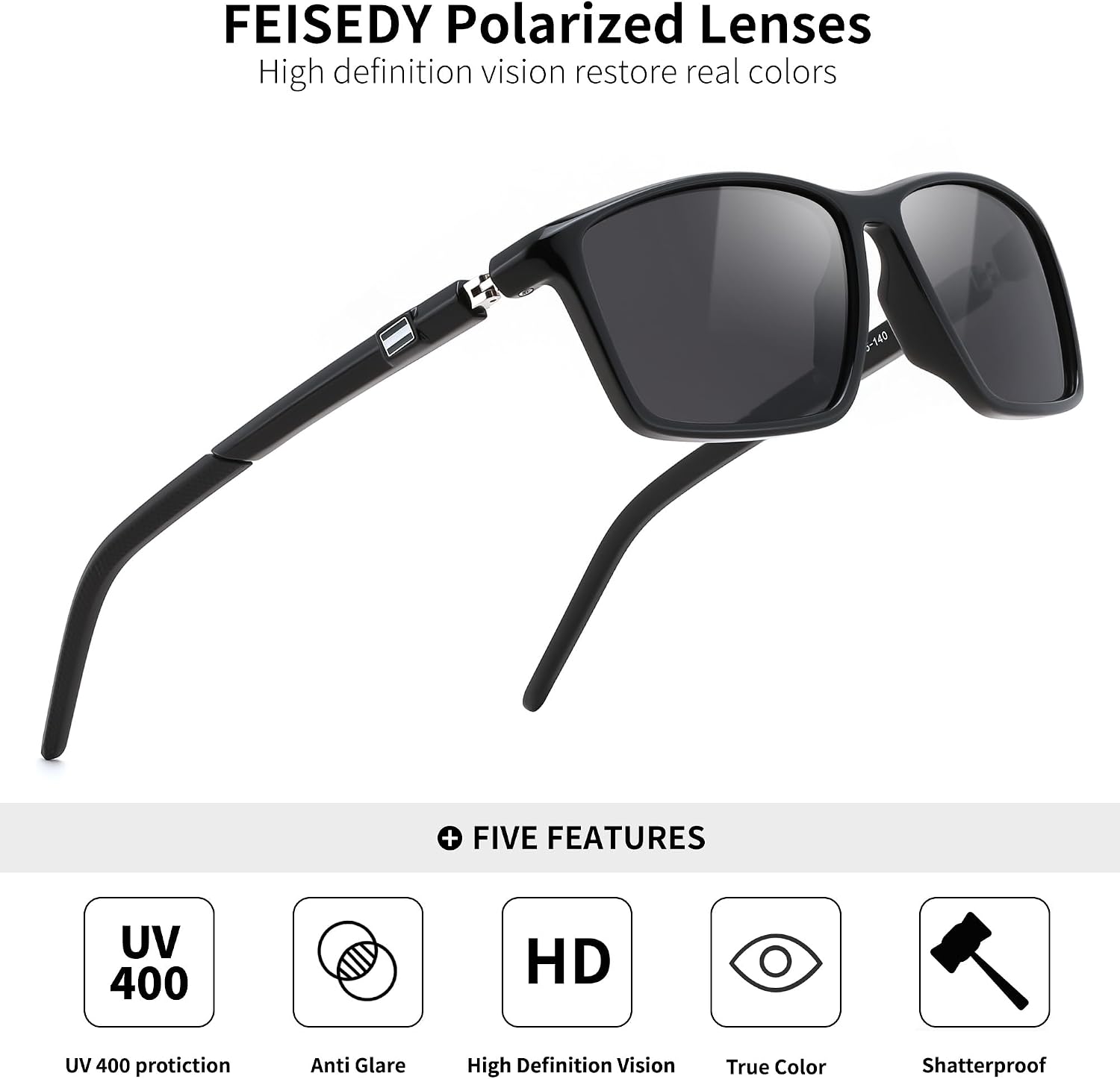 商品图片 3 | B0FG2HCVQL | FEISEDY Rectangle Sunglasses Women Men Trendy Classic Sunglasses Fashion Retro Vintage Square Frame Polarized UV400 B0288