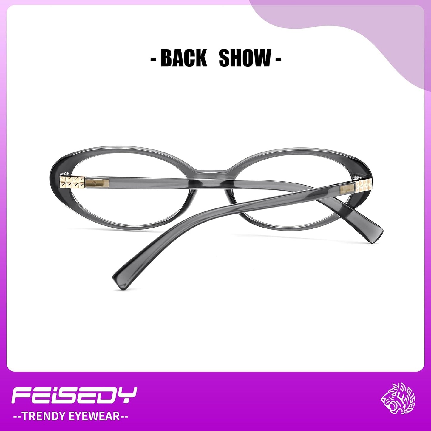 商品图片 4 | B0F6MW26L2 | FEISEDY Oval Blue Light Glasses for Woman Vintage Small Face Lightweight Eyeglasses Retro Nerd Y2K Frame B0290
