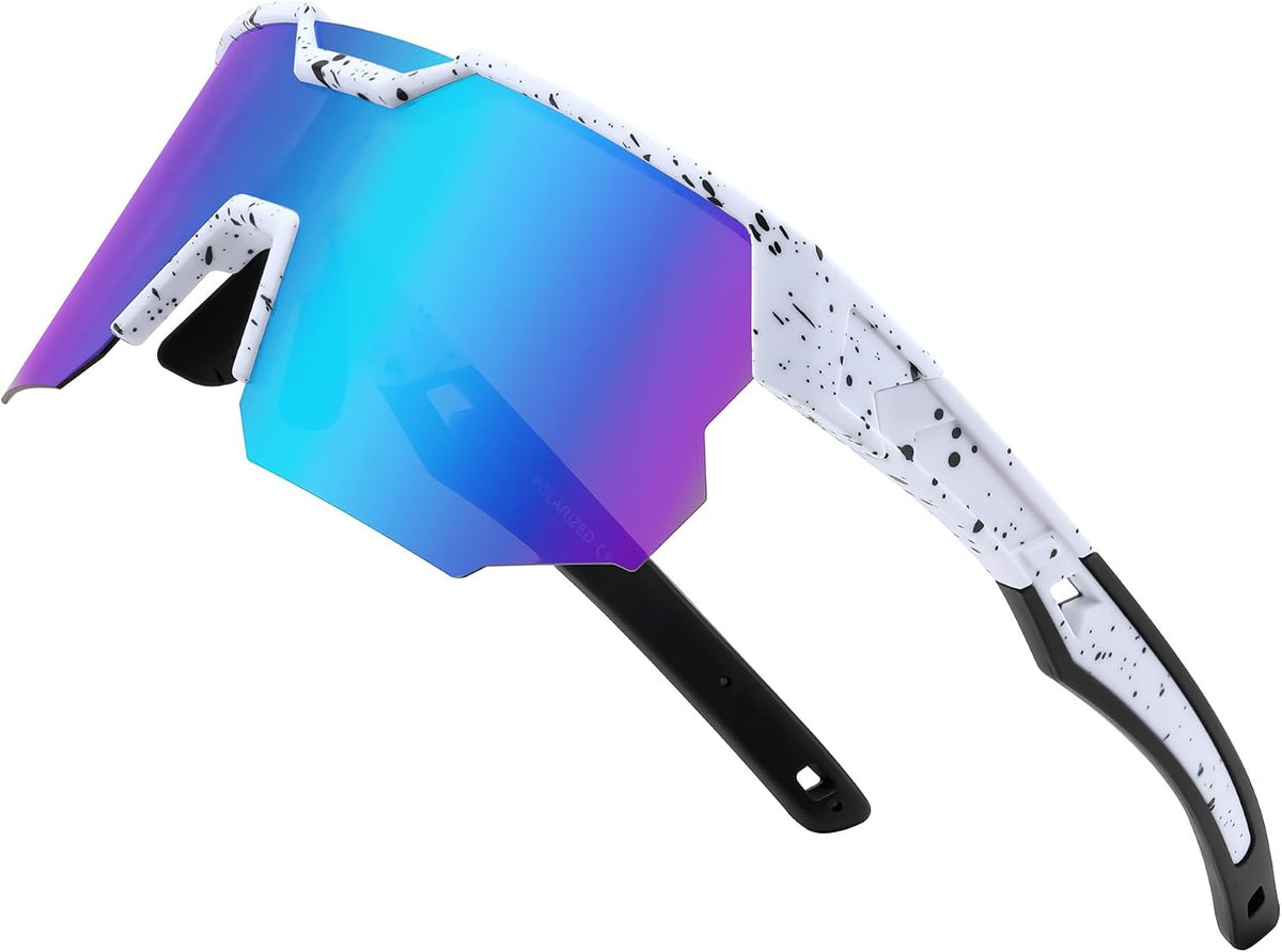 White Frame Sky Blue Mirrored Lens / Large | B0DPX7G1VV | FEISEDY Polarized Sports Sunglasses for Men and Women,UV400 Baseball Sunglasses Youth Cycling Softball Goggles B0206