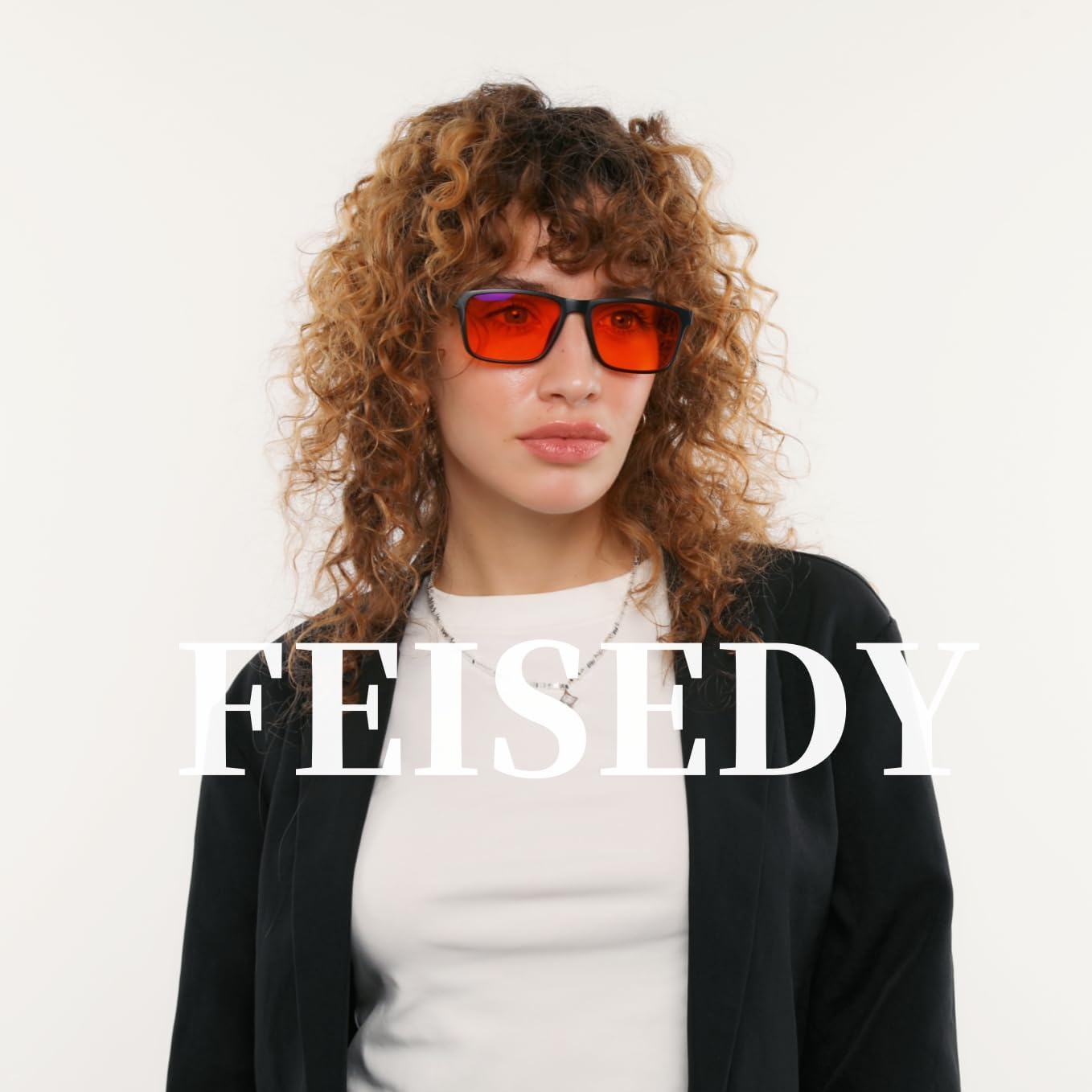 商品图片 2 | B0DJM9D9KM | FEISEDY Blue Light Glasses for Better Sleep Amber Computer Gaming TV Anti Eyestrain Glasses with Spring Hinge B0249