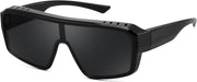 Black/Grey / 71 Millimeters | B0FWBP12H1 | FEISEDY Oversized Square Fit Over Glasses Sunglasses for Men Women B0332