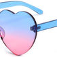Blue/Pink | B0BMQ7NT2Q | FEISEDY Thick Heart Sunglasses Rimless Heart Shaped Sun Glasses Women Fashion Love Glasses B2419