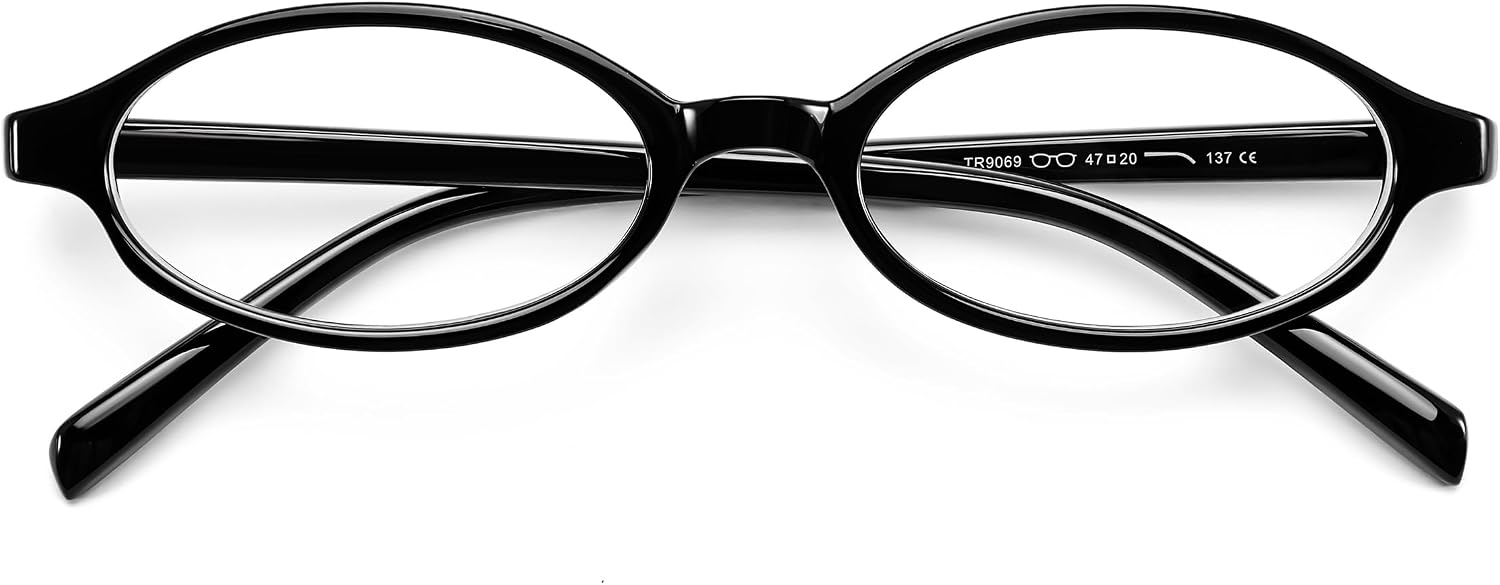 Black / 47 Millimeters | B0DKNL5SRB | FEISEDY Y2K Retro Oval Nerd Blue Light Glasses for Women B0258