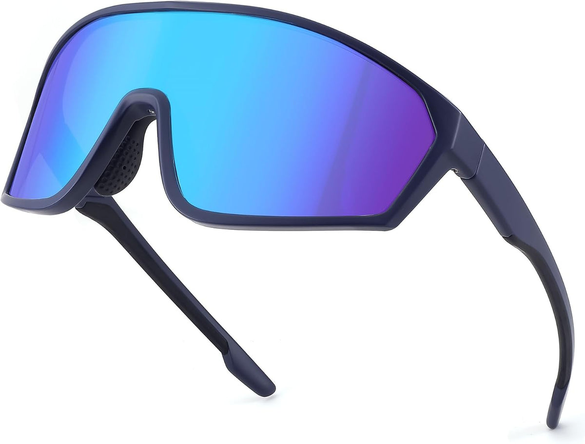Blue Mirrored Lenses Black Frame / 65 Millimeters | B0CNSG5DJN | FEISEDY Cycling Sunglasses Men Women, UV400 Protection for Baseball Cycling Sun Glasses Youth 8-12 B0085