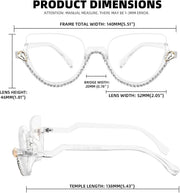 ÉÌƷͼƬ 12 | B0BK84HWH8 | FEISEDY Women Blue Light Blocking Glasses Fashion Half Frame Cat Eye Glasses Inlaid Diamond Anti Eyestrain B2995