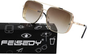 ÉÌƷͼƬ 9 | B09SDC5BD5 | FEISEDY Sunglasses Mens Women Vintage Pilot Square Trendy Metal Steampunk Fishing Driving Sun Glasses B2894