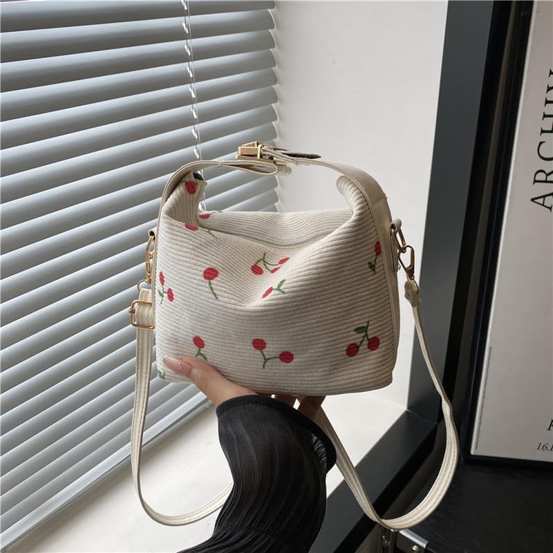 商品图片 5 | B0G2VCHZYY | Cherry Shoulder Bag, Fashionable Crossbody Shell Bag with Cherry Print, Large Capacity Small Square Purse, Pink/White