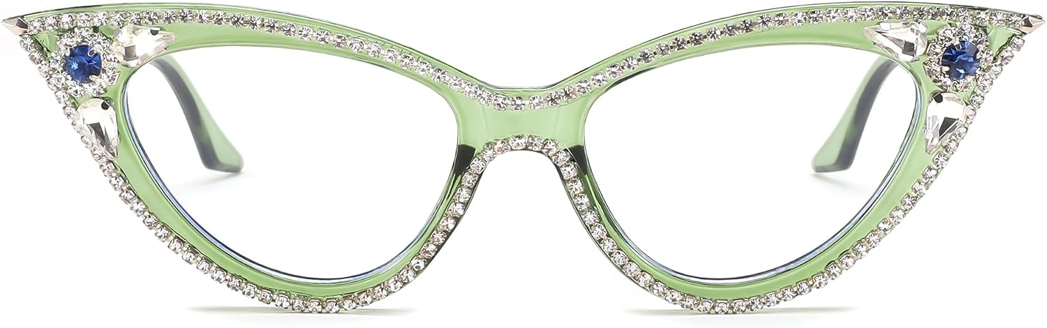商品图片 24 | B0CQ55685Z | FEISEDY Diamond Blue Light Blocking Glasses Cat Eye Rhinestone Women Glasses Frame Anti Eyestrain Computer Eyewear B0070