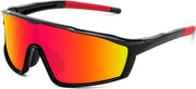 Black Frame Red Mirrored Lens / Small | B0DFLN78TM | FEISEDY Kids Teens Baseball Polarized Sunglasses Lightweight TR90 Frame UV400 Sports Cycling Shades for Boys Girls B0186