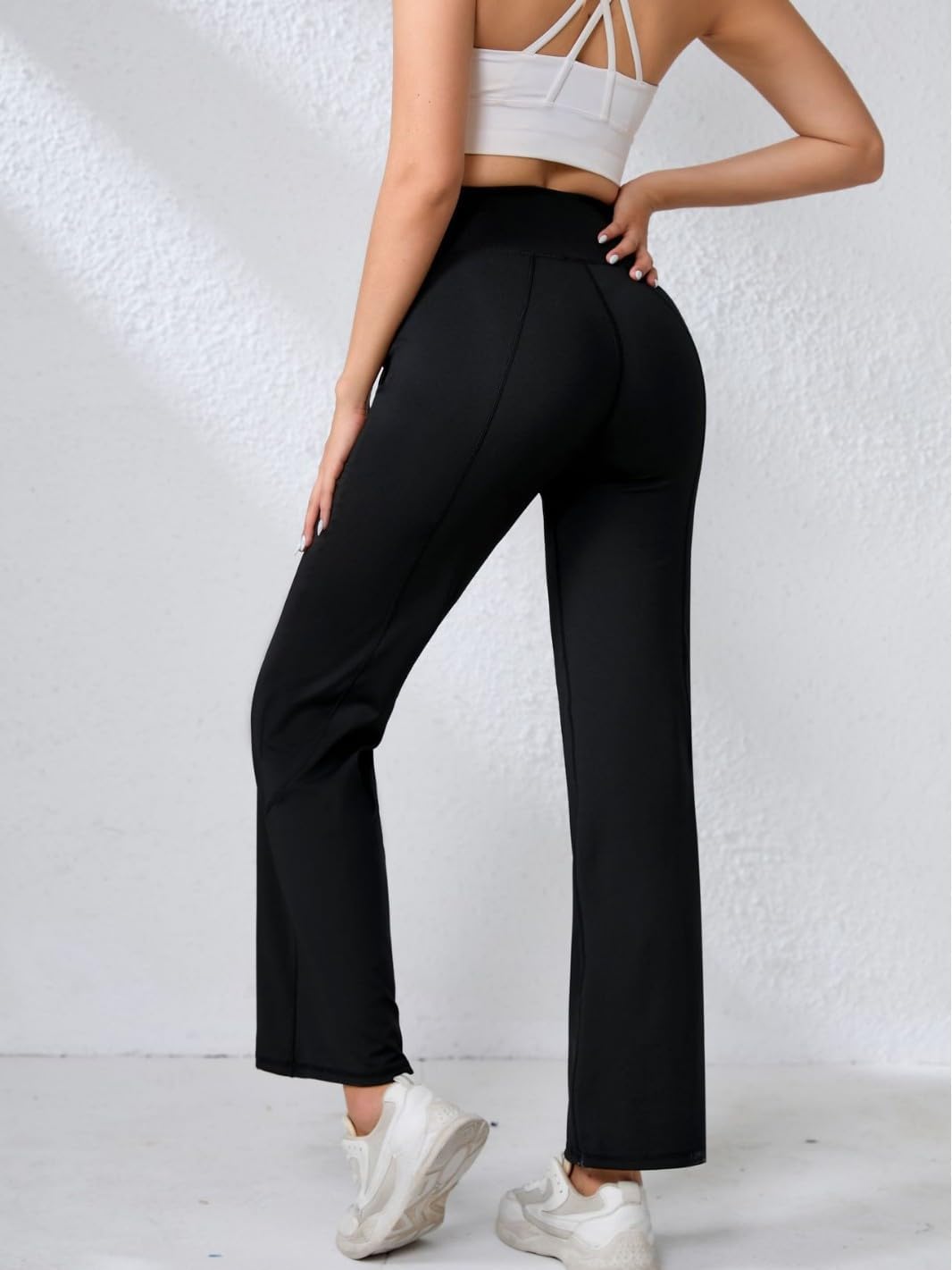 商品图片 2 | B0GPQJ2YK8 | Wide Leg Pants for Women, Petite High Waist Yoga Leggings with Pockets, Tummy Control Workout Pants Lounge Sweatpants