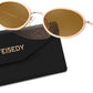 Gold Frame + Orange Lens / 52 Millimeters | B0GX9FQF4H | FEISEDY Polarized Oval Metal Sunglasses for Women Men Classic Retro B0439