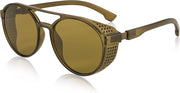 Green Lens / 54 Millimeters | B0BXL1TPX3 | FEISEDY Classic Steampunk Sunglasses for Men Women Retro Round Gothic Shades Eyewear UV400 Protection B2957
