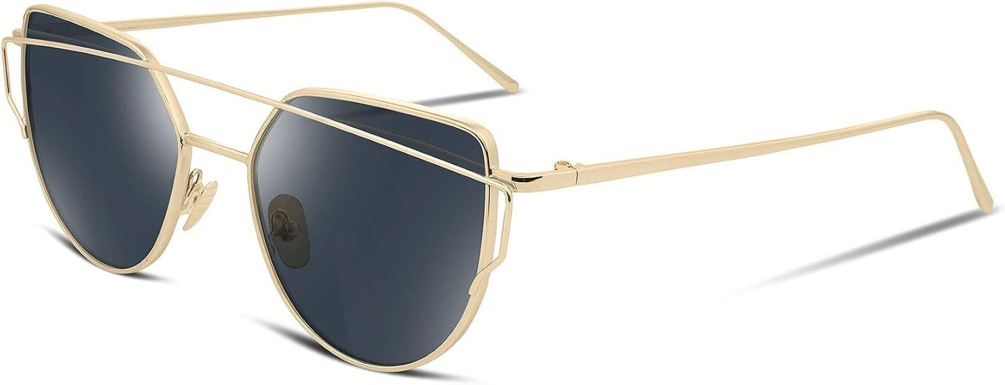 商品图片 3 | B01MEHLOJ8 | FEISEDY Cat Eye Fashion Metal Frame Mirrored Flat Lenses Women Sunglasses B2206