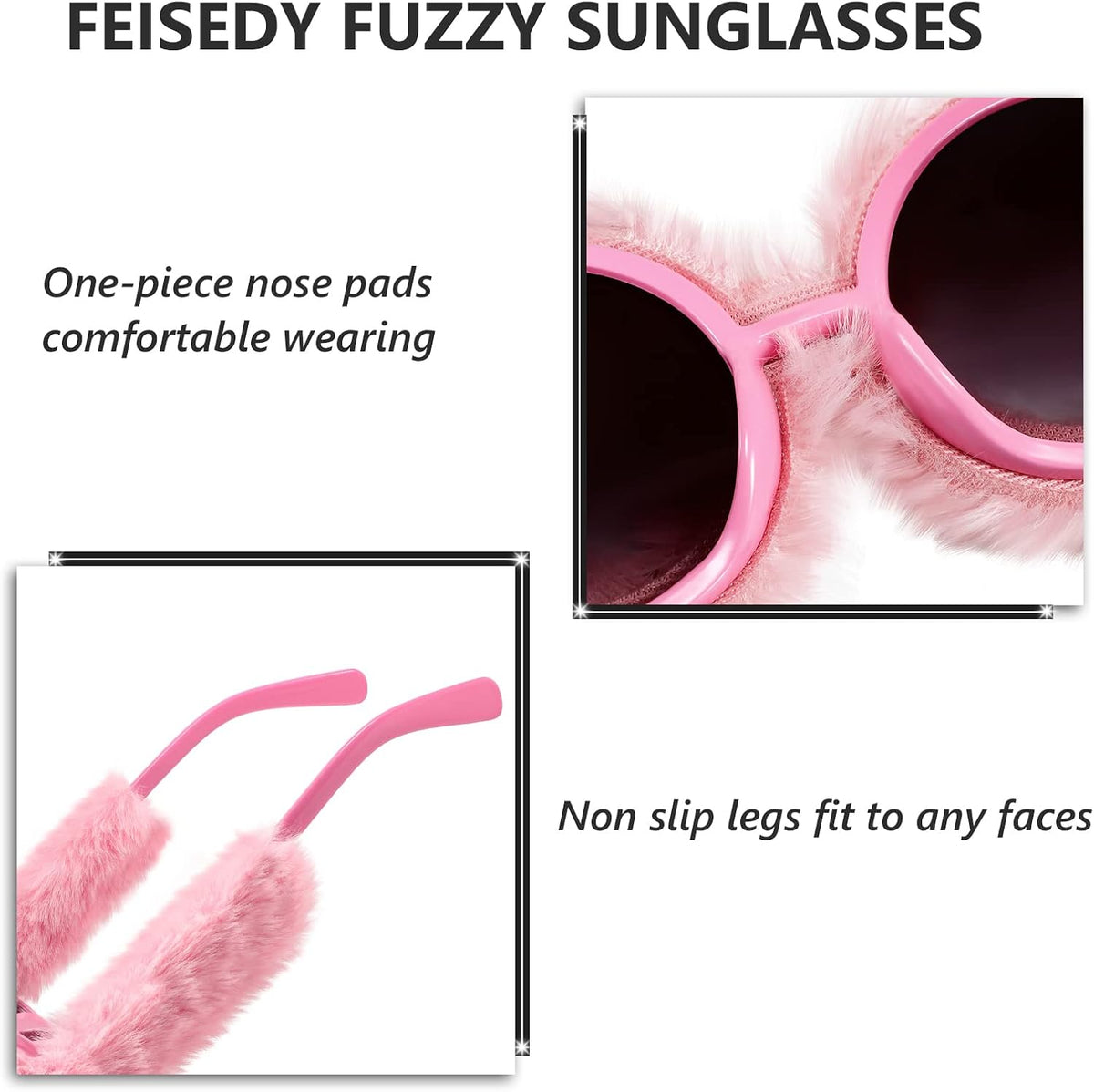 ÉÌƷͼƬ 95 | B09PN9V5N6 | FEISEDY Sunglasses Women Plush Fuzzy Soft Velvet Party Masquerade B2877