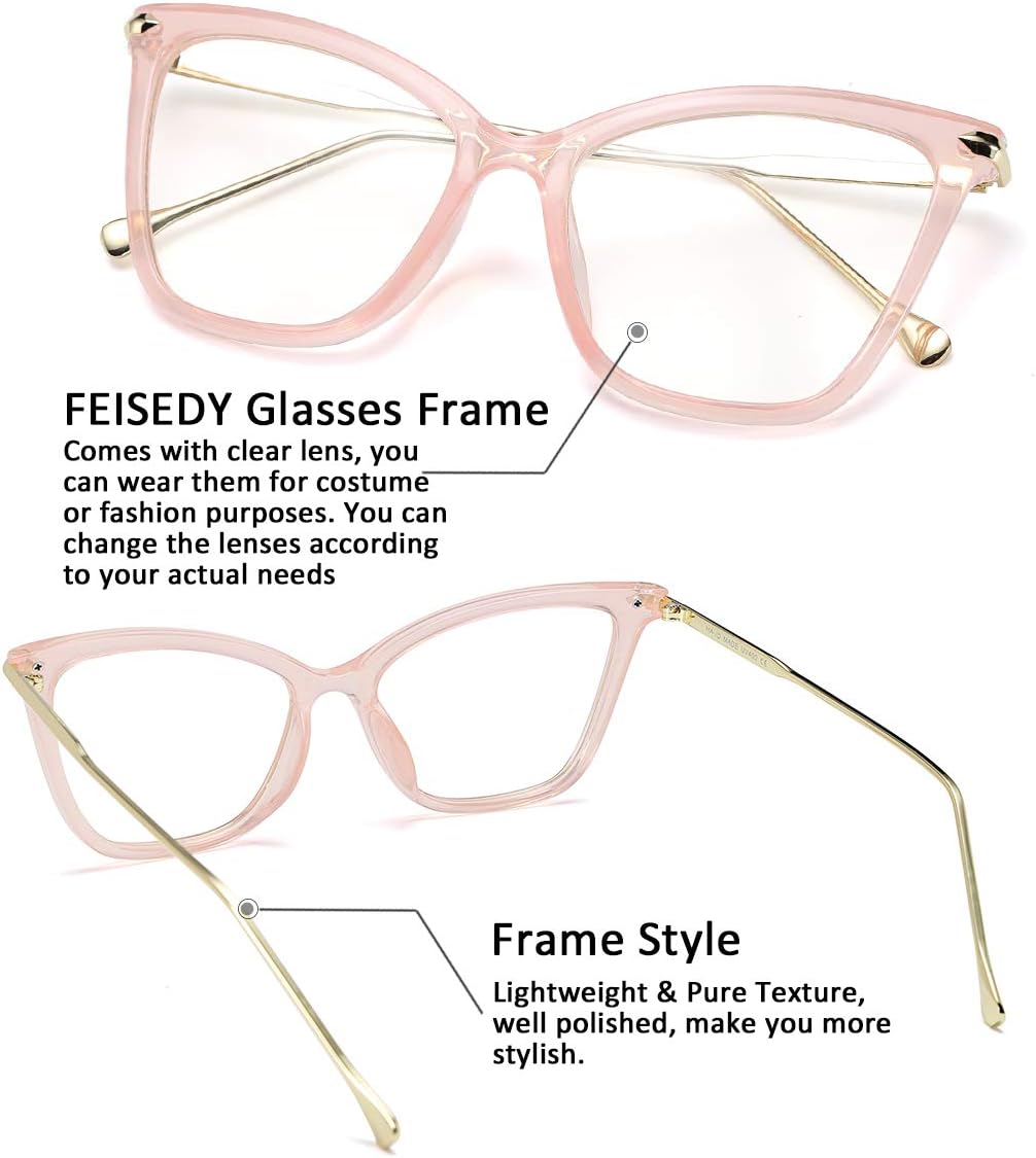 ÉÌƷͼƬ 25 | B07KK3P4KT | FEISEDY Oversized Cat Eye Glasses Frame with Clear Lenses Eyewear for Women B2460