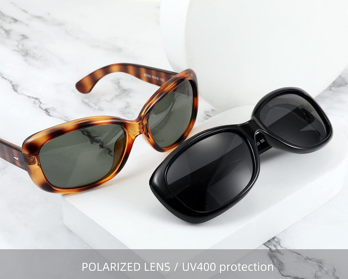 ÉÌƷͼƬ 4 | B094CJFYW6 | FEISEDY Vintage Square Polarized Sunglasses for Women Men Havana Thick Wrap Around Sun Glasses UV400 B2703