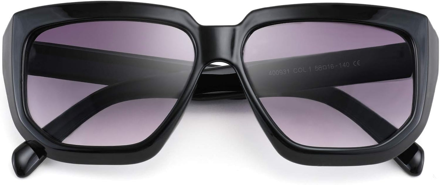 商品图片 2 | B08PD9KPH8 | FEISEDY Women Retro Square Sunglasses Trendy Shield Flat Top Shades B2717