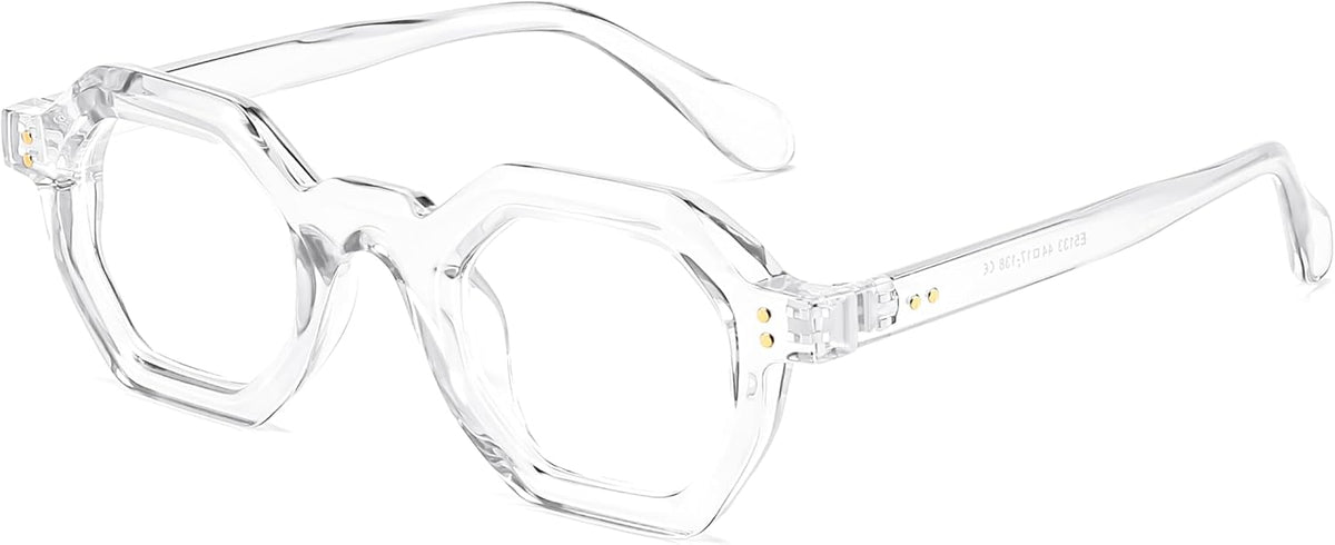 Clear / 44 Millimeters | B0CSSCNTVD | FEISEDY Retro Octagon Blue Light Glasses for Women Men Vintage Polygon Anti Glare Eyeglasses B0102