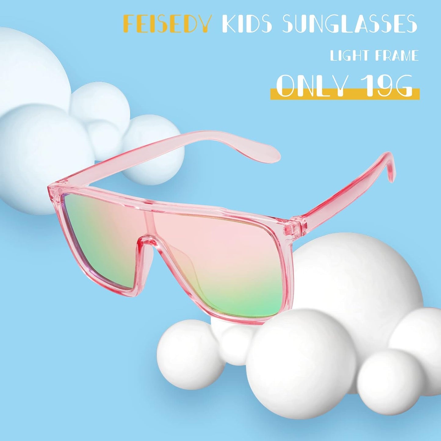 商品图片 5 | B09MW1KQ6Y | FEISEDY Kids Sunglasses for Girls Fashion Cute Boys Teenagers Glasses One Piece UV400 B2812