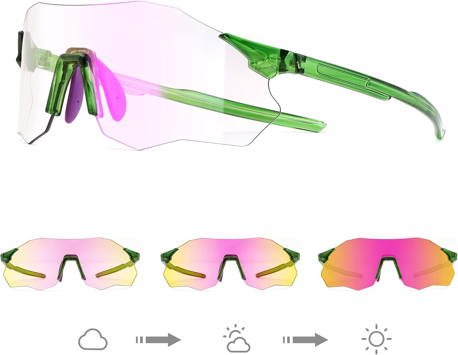 商品图片 12 | B0FHNVLT2X | FEISEDY Photochromic Cycling Glasses for Men Women Mountain Bike Sports Sunglasses UV Protection B0310