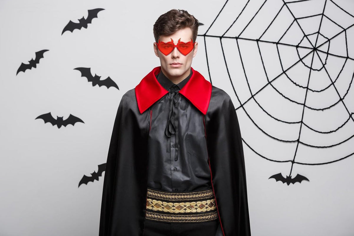 ÉÌƷͼƬ 2 | B0CGZTNXKY | FEISEDY Sunglasses Women Men, Halloween Party Disco Trendy Love Sun Glasses, Rimless Heart Devil Ear Frame B0054