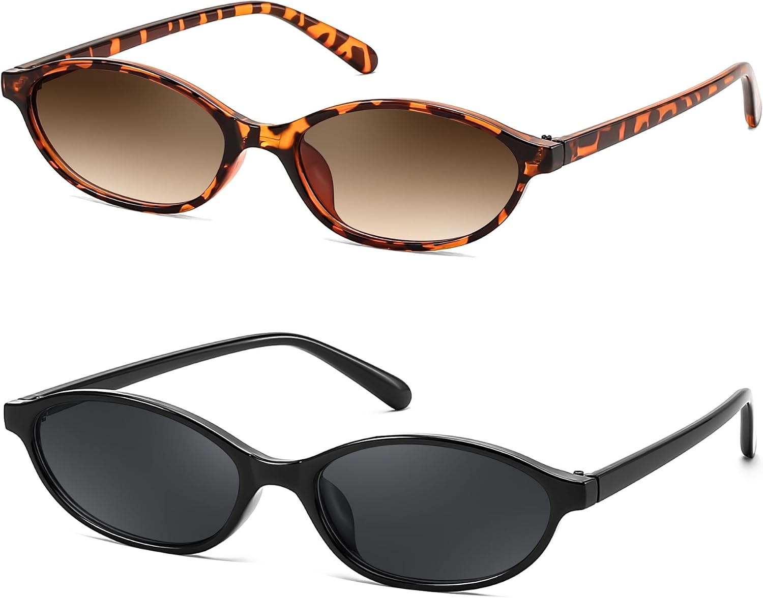 商品图片 2 | B0DMN6519L | FEISEDY Retro Oval Cat Eye Sunglasses for Women 90s Narrow Lightweight Shades Y2k Trendy Sunnies B0257