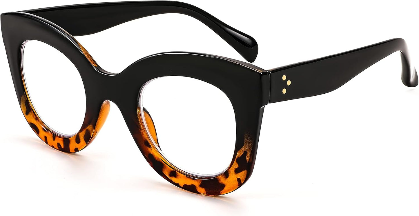商品图片 9 | B0BGXNJFW2 | FEISEDY Retro Oversized Blue Light Blocking Reading Glasses Thick Frame Anti Glare Digital Eyestrain Readers B2980